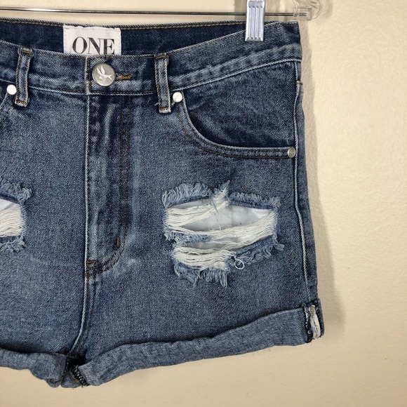 One Teaspoon for Free People Outlaws High Rise Denim Jean Shorts Distressed - Picture 5 of 10